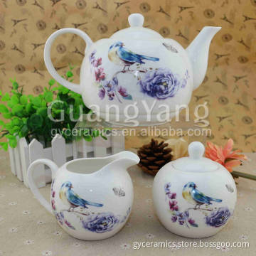 1pc Tea Pot And 1pc Sugar Potand 1pc Milk Pot Ceramic Stump Teapot
